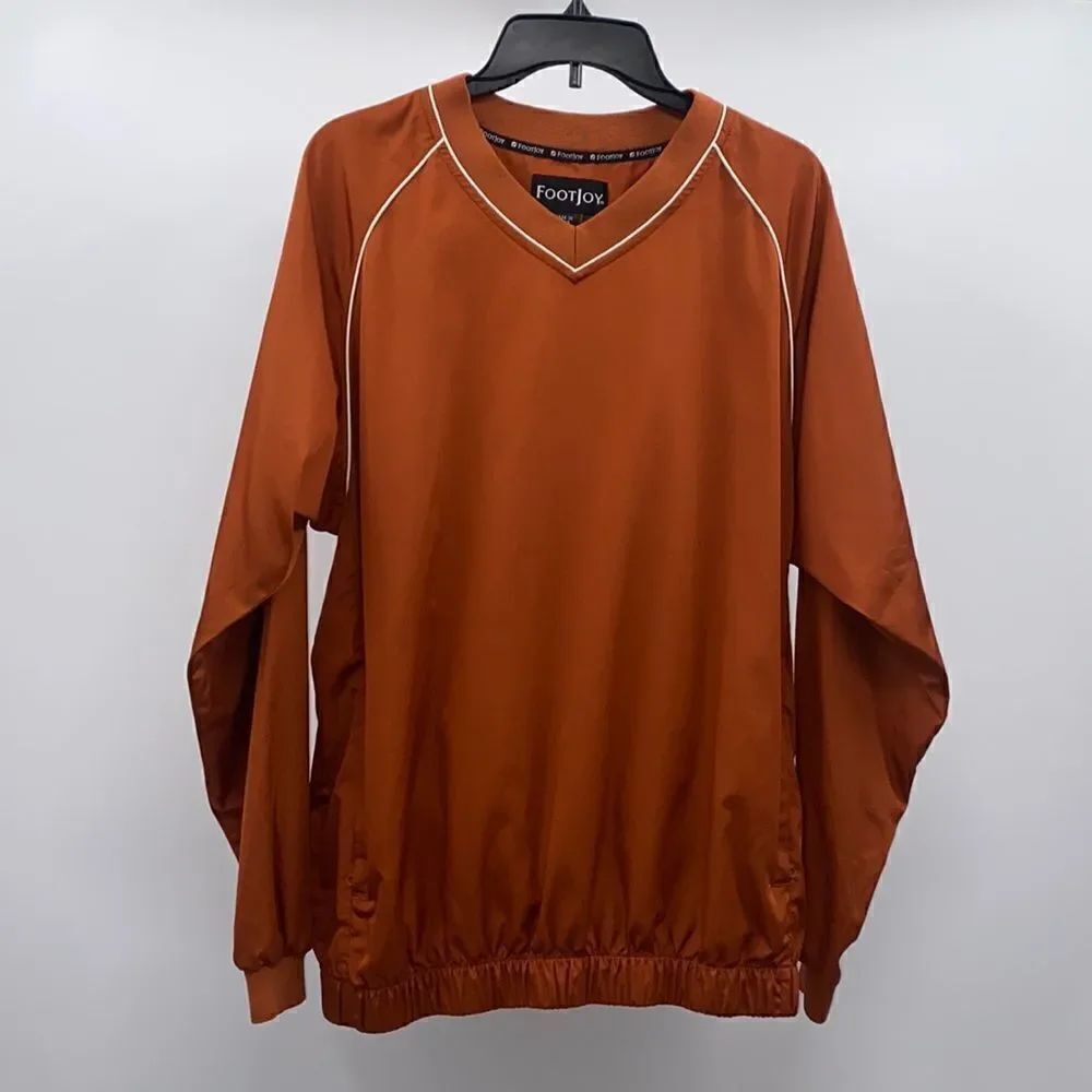 Men’s Footjoy golf dark orange pullover windbreaker long sleeve top Medium